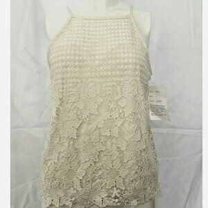Rebellion Sheer Ivory Cream Colored Lace eyelet Tank Top Women's Size Small